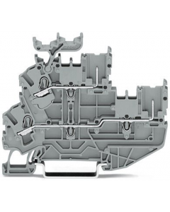 1-conductor/1-pin double deck receptacle terminal block; Through/through terminal block; L/N; with marker carrier; suitable for Ex nA applications; for DIN-rail 35 x 15 and 35 x 7.5; 2.5 mm²; Push-in CAGE CLAMP®; 2,50 mm²; gray