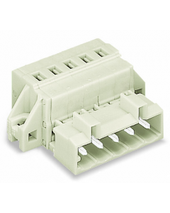 1-conductor male connector; 100% protected against mismating; clamping collar; 2.5 mm²; Pin spacing 5 mm; 15-pole; 2,50 mm²; light gray