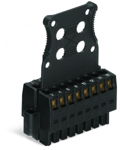 1-conductor female connector, 2-row; 100% protected against mismating; Screw flange; Strain relief plate; direct marking; 1.5 mm²; Pin spacing 3.5 mm; 20-pole; 1,50 mm²; black