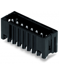 THR male header; 0.8 x 0.8 mm solder pin; straight; 100% protected against mismating; Pin spacing 2.5 mm; 9-pole; black