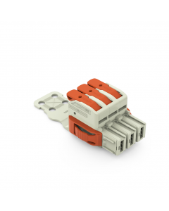 1-conductor female plug; 100% protected against mismating; lever; Silver-plated contacts; Locking lever; Strain relief plate; 16 mm²; Pin spacing 10.16 mm; 3-pole; 16,00 mm²; light gray