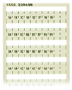 WSB marking card; as card; MARKED; 1A, 1B, ..., 1G, 1H, ... to 10A, 10B, ..., 10G, 10H; not stretchable; Horizontal marking; snap-on type; white