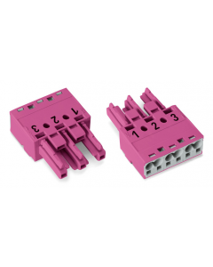Socket; 3-pole; Cod. B; 4,00 mm²; pink