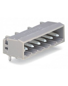 THT male header; 1.2 x 1.2 mm solder pin; angled; Pin spacing 5 mm; 8-pole; gray