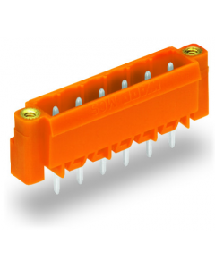 Male header; 5-pole; THT; 1.2 x 1.2 mm solder pin; straight; threaded flange; pin spacing 5.08 mm; orange