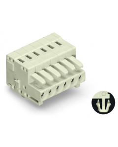 1-conductor female plug; 100% protected against mismating; Snap-in mounting feet; 1.5 mm²; Pin spacing 3.5 mm; 18-pole; 1,50 mm²; light gray