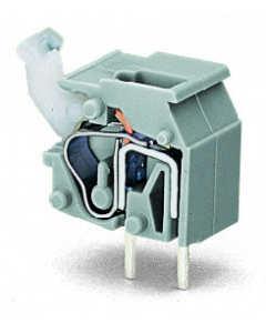 Stackable PCB terminal block; push-button; 2.5 mm²; Pin spacing 10/10.16 mm; 1-pole; CAGE CLAMP®; commoning option; 2,50 mm²; dark gray