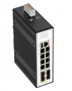 Industrial managed switch; 8 - 10/100/1000 Mb/s RJ45 ports; 4 - 1000 Mb/s Fiber Optic ports