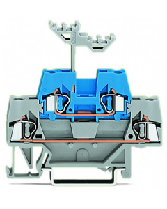 Double-deck terminal block; Through/through terminal block; for DIN-rail 35 x 15 and 35 x 7.5; 2.5 mm²; CAGE CLAMP®; 2,50 mm²; gray/blue