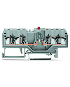 LED terminal block; with red LED (NP); 24 VDC; rail-mount; 4-conductor; 5 mm wide; gray