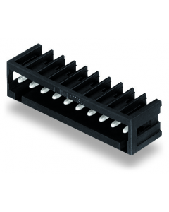 THR male header; 1.0 x 1.0 mm solder pin; angled; 100% protected against mismating; Pin spacing 3.5 mm; 6-pole; black