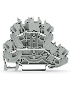 Double-deck diode terminal block;1N4007 (P-N between first and second level); rail mount; 2-conductor; 5.2 mm wide; gray