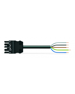 pre-assembled connecting cable; Eca; Socket/open-ended; 5-pole; Cod. A; H05Z1Z1-F 5G 1.5 mm²; 8 m; 1,50 mm²; black