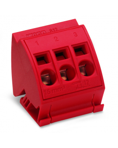 Busbar terminal block; for (10 x 3) mm busbars; 3-pole; without push-buttons; 4 mm²; CAGE CLAMP®; 16,00 mm²; red