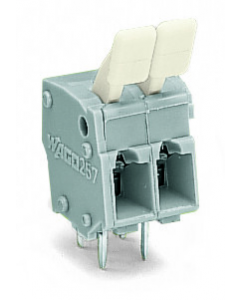 PCB terminal block; finger-operated levers; 2.5 mm²; Pin spacing 5/5.08 mm; 2-pole; CAGE CLAMP®; commoning option; 2,50 mm²; gray