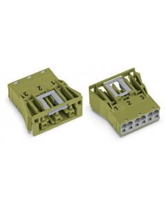 WINSTA® through-panel socket (female); snap-in; 1/2/3 marking; 3-pole; light green