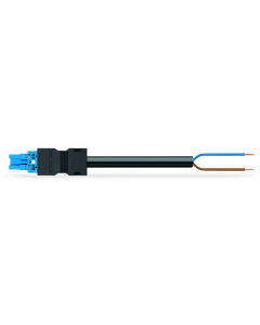 pre-assembled connecting cable; Eca; Socket/open-ended; 2-pole; Cod. I; H05VV-F 2 x 1.5 mm²; 6 m; 1,50 mm²; blue