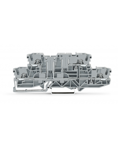 Double-deck carrier terminal block; carrier/through (L/L); for disconnect; fuse or component plug; rail mount; 2-conductor; 5.2 mm wide; gray