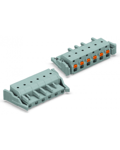 Female plug; 12-pole; push-button; locking lever;12 AWG max; pin spacing 7.5 mm;1-conductor per pole; gray