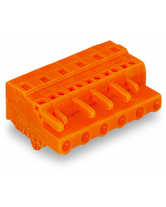 1-conductor female plug; Snap-in mounting feet; 2.5 mm²; Pin spacing 7.62 mm; 5-pole; 2,50 mm²; orange