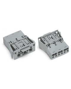 WINSTA® through-panel plug (male); snap-in; L/G/N marking; 3-pole; gray