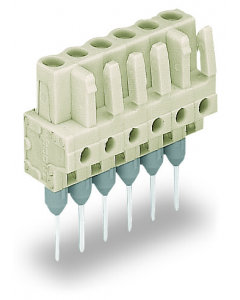 Female connector for rail-mount terminal blocks; 0.6 x 1 mm pins; straight; 100% protected against mismating; Pin spacing 5 mm; 5-pole; light gray
