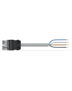 pre-assembled connecting cable; Eca; Plug/open-ended; 4-pole; Cod. B; Control cable 4 x 1.0 mm²; 2 m; 1,00 mm²; gray