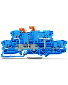 Double-deck double-disconnect terminal block; 2 knife disconnects; internally commoned; rail mount; 2-conductor; 5.2 mm wide; blue
