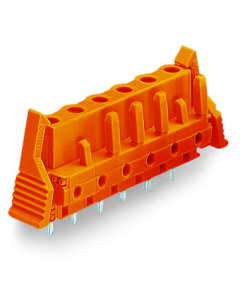 THT female header; 0.6 x 1.0 mm solder pin; straight; Locking lever; Pin spacing 7.62 mm; 8-pole; orange