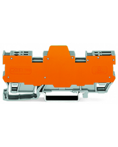 1-conductor/1-pin terminal block for pluggable modules; 4-pole; with 2 jumper positions; with orange separator plate; for DIN-rail 35 x 15 and 35 x 7.5; 4 mm²; CAGE CLAMP®; 4,00 mm²; gray
