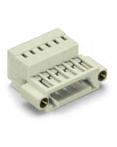 1-conductor male connector; 100% protected against mismating; Threaded flange; 1.5 mm²; Pin spacing 3.5 mm; 8-pole; 1,50 mm²; light gray