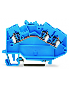 Feedthrough terminal block; angled; rail mount; 3-conductor; 5 mm wide; blue