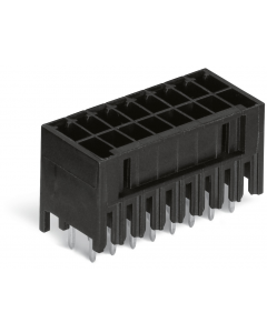 THT male header, 2-row; 0.8 x 0.8 mm solder pin; straight; 100% protected against mismating; Pin spacing 3.5 mm; 6-pole; black