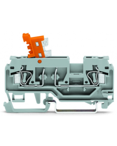 2-conductor disconnect/test terminal block; with pivoting knife disconnect; with test port; orange disconnect link; for DIN-rail 35 x 15 and 35 x 7.5; 2.5 mm²; CAGE CLAMP®; 2,50 mm²; orange