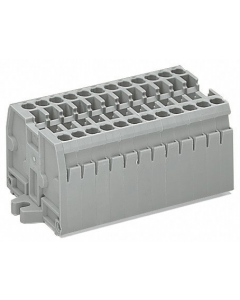 2-conductor terminal strip; 5-pole; without push-buttons; with fixing flanges M3; for screw or similar mounting types; Fixing hole 3.2 mm Ø; 2.5 mm²; CAGE CLAMP®; 2,50 mm²; gray