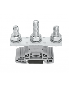 Stud terminal block; lateral marker slots; for DIN-rail 35 x 15 and 35 x 7.5; 3 studs, M10; 120,00 mm²; gray
