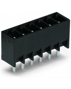 THT male header; 0.8 x 0.8 mm solder pin; straight; Pin spacing 3.5 mm; 5-pole; black