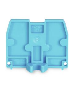 End plate; with fixing flange M4; 2.5 mm thick; blue