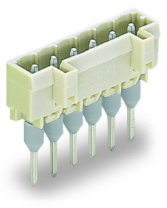 Male connector for rail-mount terminal blocks; 1.2 x 1.2 mm pins; straight; 100% protected against mismating; Pin spacing 5 mm; 16-pole; light gray