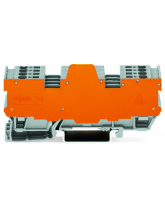 1-conductor/1-conductor terminal block for pluggable modules; 6-pole; with 2-conductor terminal blocks; with 2 jumper positions; with orange separator plate; for DIN-rail 35 x 15 and 35 x 7.5; 4 mm²; CAGE CLAMP®; 4,00 mm²; gray