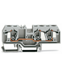 3-conductor through terminal block; 10 mm²; center marking; for DIN-rail 35 x 15 and 35 x 7.5; CAGE CLAMP®; 10,00 mm²; gray