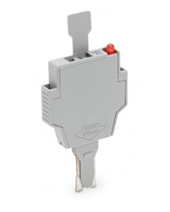 Fuse plug; with pull-tab; for miniature metric fuses 5 x 20 mm and 5 x 25 mm; with LED indicator; 24 V AC/DC; 6 mm wide; gray