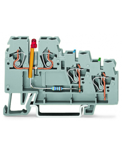 3-conductor actuator supply terminal block; LED (red); for PNP-(high-side) switching actuators; 2.5 mm²; CAGE CLAMP®; 2,50 mm²; gray