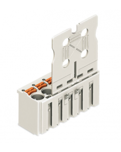 1-conductor female plug; Gripping plate; 2.5 mm²; Pin spacing 5 mm; 5-pole; 2,50 mm²; light gray