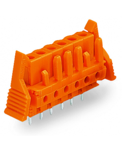 THT female header; 0.6 x 1.0 mm solder pin; straight; Locking lever; Pin spacing 5.08 mm; 24-pole; orange