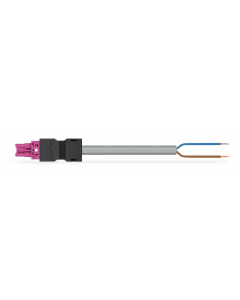 pre-assembled connecting cable; Eca; Socket/open-ended; 2-pole; Cod. B; Control cable 2 x 1.5 mm²; 5 m; 1,50 mm²; pink
