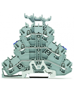 Triple-deck terminal block; shield/through/through (Shield/N/L); with marker carrier; rail mount; 2-conductor; 5.2 mm wide; gray