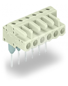 Female connector for rail-mount terminal blocks; 0.6 x 1 mm pins; angled; 100% protected against mismating; Pin spacing 5 mm; 20-pole; light gray