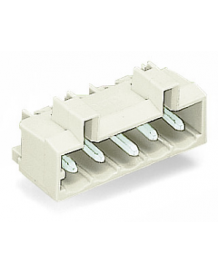 THT male header; 1.0 x 1.0 mm solder pin; angled; 100% protected against mismating; Pin spacing 5 mm; 10-pole; light gray