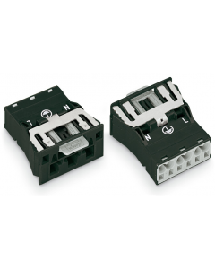 WINSTA® through-panel plug (male); snap-in; L/G/N marking; 3-pole; with direct ground contact; black